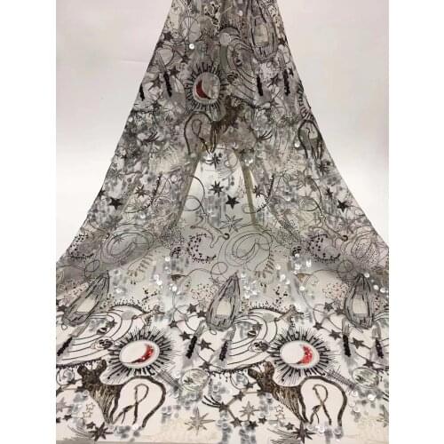 5yards/bag Sequin embroidery art pattern fashion new simple style fabric for wedding dress design ST84