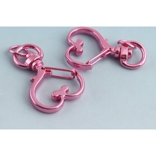 Metal Swivel Clasp heart shape 6pcs Pink Lanyard clasp key chains Swivel Snap Hook Purse strap clasp Lobster Clasp Bag Clips