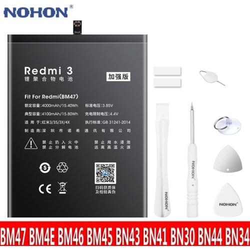 NOHON BM47 BM46 BM45 BN43 BN41 BN30 BN40 BN44 BN34 BM41 Battery For Xiaomi Redmi Redmi 4X 4 Pro 5 Plus 3 3S 3X 4A 5A Note 2 3 4