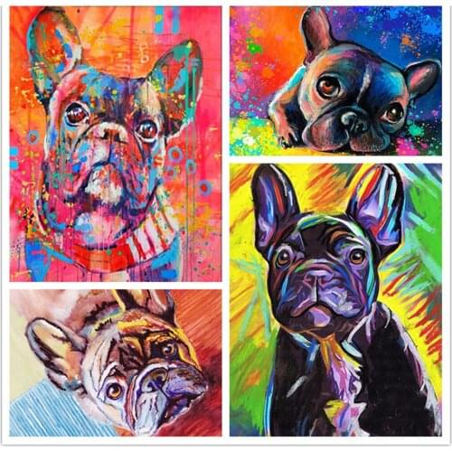 Full Square Round Drill 5d Diy Diamond Painting French Bulldog Diamond Embroidery Dog Handmade Mosaic Art Home Decoration