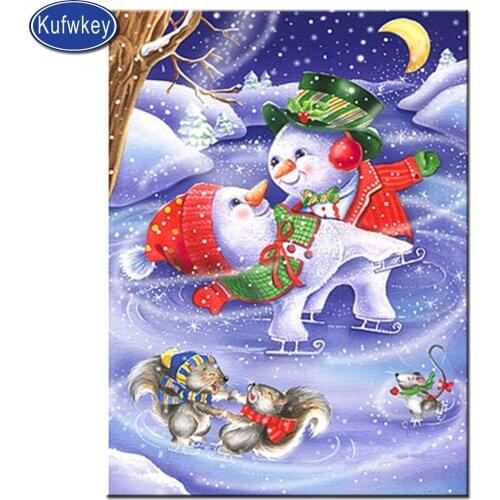 Ice-skate love snowmen diamond embroidery 5d diy diamond Painting cartoon Diamond mosaic,Christmas gift,diamond art,wall picture