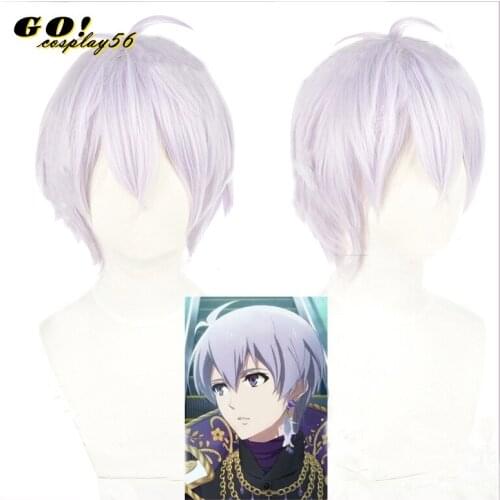 Anime Game IDOLiSH7 Wig Osaka Sogo Cosplay Hair Light Purple Short Synthetic Heat Resistant Wig Comiket Role Play Adult