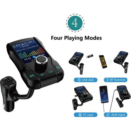 Handsfree Car Kit Wireless Bluetooth 5.0LCD MP3 Player Car FM Transmitter Dual USB Fast Charge 3.1A Car Accessories FM Modulator