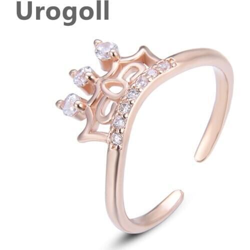 Noble Women Rings Pure 925 Sterling Silver Jewelry Anniversary Rose Gold Crown Zircon Ring Engagement Ring For Girl Dress Up