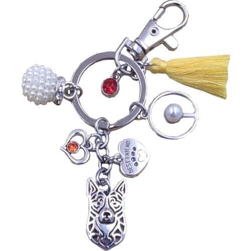 Australian Cattle Dog Animal Special Old-fashioned Keychain Key Ring Pet Tassels Antique Bohemian Women Men Jewelry Gift K197