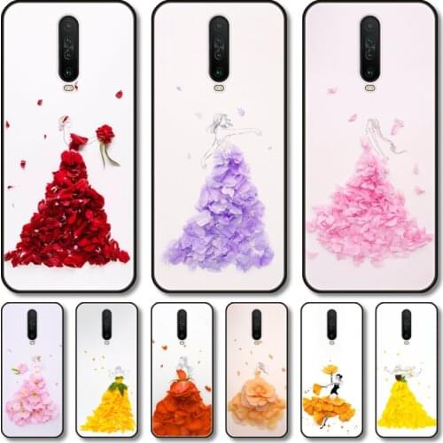 Beautiful girl flowers Phone Case For XiaoMi Redmi Note 10S 9S 8 7 6 T Pro Black Cover Silicone Back TPU