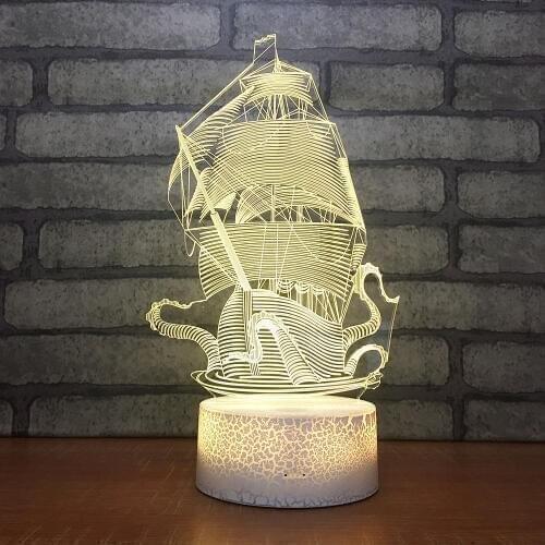 Sailboat Colorful 3d Table Lamp Led 3d Stereo Business Desk Lamp Christmas decorations gift for baby room lights wholesal