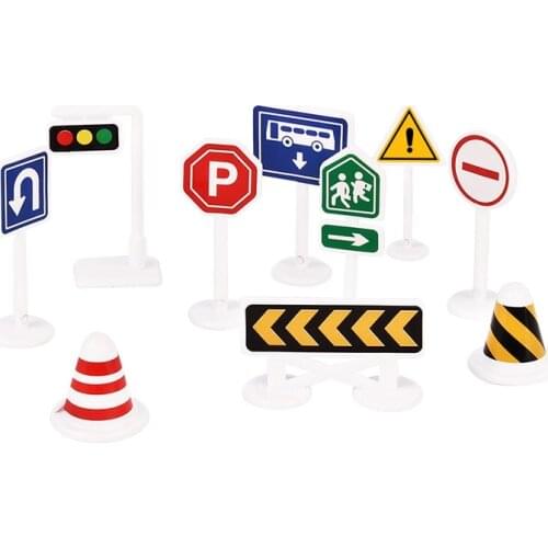 Kids Wooden Street Signs Playset Wood Traffic Signs Perfect for Car & Train Set
