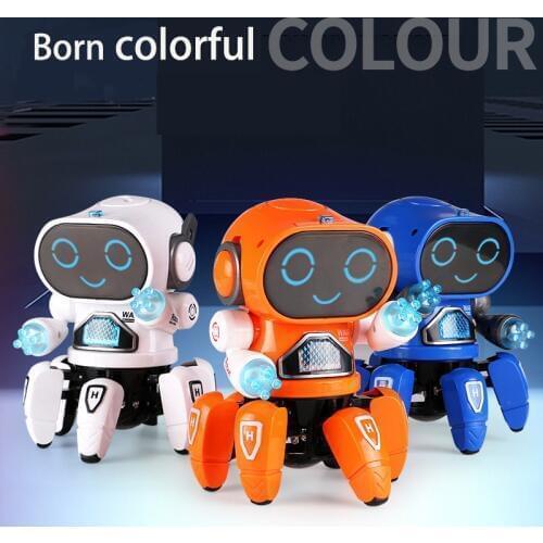High quality childrens electric six-claw dancing robot with music LED light childrens educational toy birthday gift