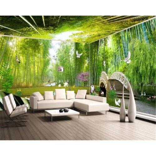 Home Decor 3d Wallpaper Fresh Bamboo Forest Bridge Water House Theme Space Mural HD Wall Paper