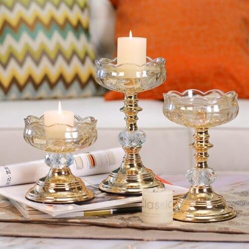European Crystal Candlestick Decoration Glass Candle Holder Candlelight Dinner Wedding Candlestick Props Table Home Decoration