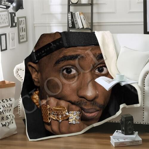 CLOOCL Factory Wholesale Rock Rapper 2pac Blankets 3D Print Double Layer Sherpa Blanket on Bed Home Textiles Dreamlike Style