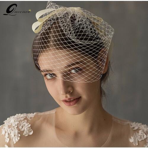 Vintage Bridal Blusher Veil Bow Wedding Veils Romantic Applique Flower Hair Soft Blusher Brides Veil For Woman Bridal Tulle Veil