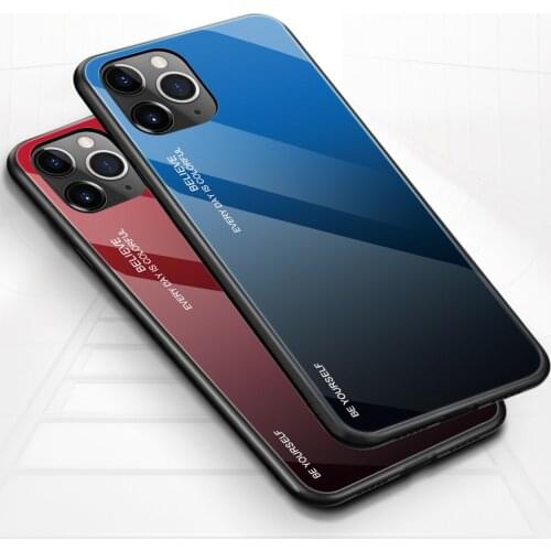 Gradient Tempered Glass Case For iPhone 11 Pro Max 6S 7 8 Plus X XR XS Max Color Texture Protective Phone Case Fundas Back Cover