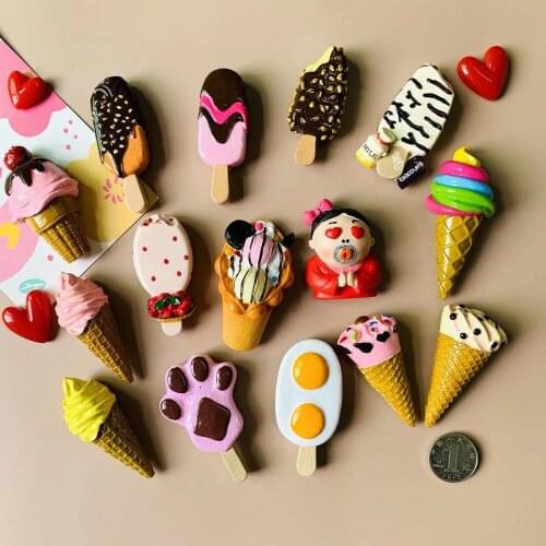 Artificial Food Simulation Ice Cream Refrigerator Sticker Magnetic Paste Refrigerator Decoration Fridge Magnet Message Stickers