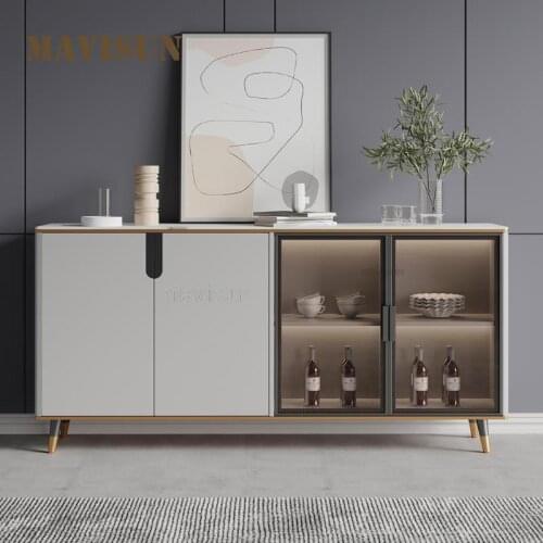 Italian Light Luxury Rock Board Storage Sideboard Hall Entrance Cabinet Modern Living Room Wine Cabinet Household Furniture