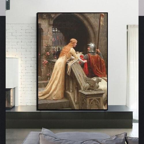 England Famous Painting Godspeed By Edmund Blair Leighton Posters Canvas Print Wall Art Pictures for Living Room