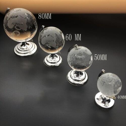 Creative Crystal Earth Ornaments, 70mm Handicrafts, Can Be Equipped with Gold or Silver Brackets, Finely Crafted, Crystal Clear