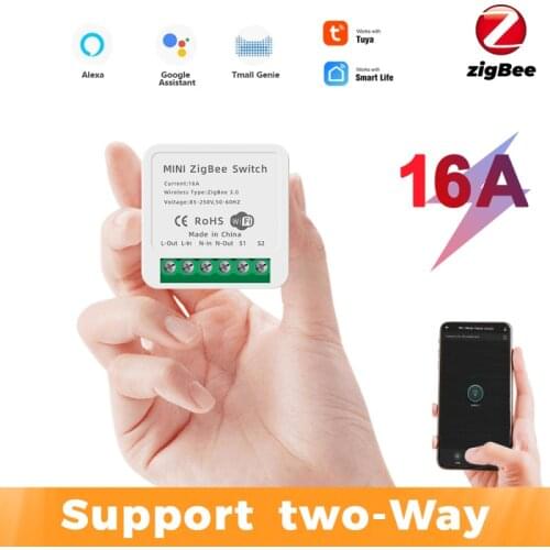 MINI Tuya Zigbee Smart Switch 16A 2-way Control Timer Wireless Switches Smart Home Automation Compatible With Alexa Google Home