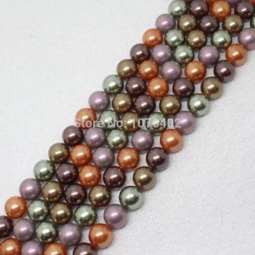 Mini. order is $7!Wholesales 40pcs,10mm Deep Multicolor Shell Pearl Round Loose Beads 15