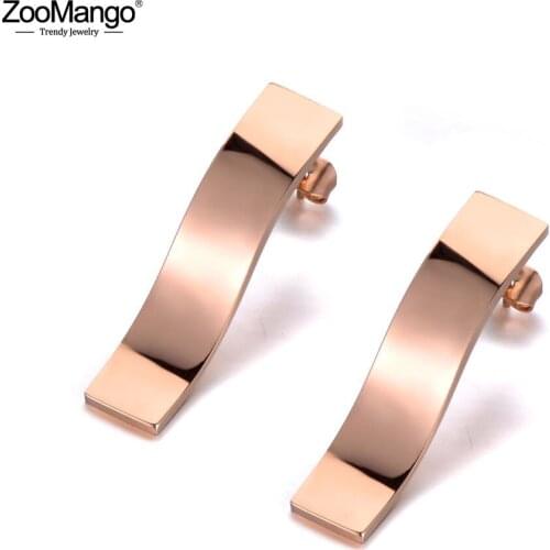 ZooMango Trendy Titanium Stainless Steel Waves Shape Geometry Earrings Bohemia Party Earrings Jewelry For Women Girls ZE19314