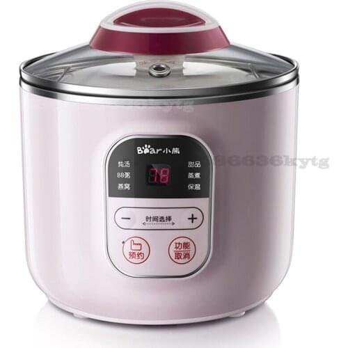 220V/300W Automatic Insulation Electric Slow Cooker 9.5H Reservation Timing Electric Cooker 1L Mini Soup Pot for 1-2 People