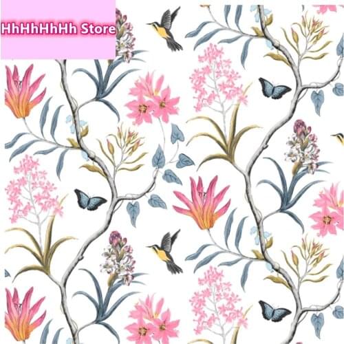 Floral Bird Wallpaper Modern Pink Flower Wallpaper Self Adhesive Living Room Bedroom Kitchen Bathroom Wall Paper Home Decoration