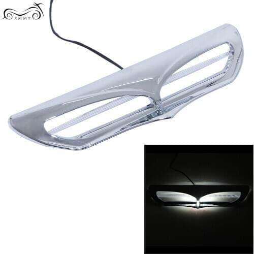 Motorcycle Fairing Air Intake Trim Vent Duct Bezel With White LED Light For Harley Touring Electra Street Glide