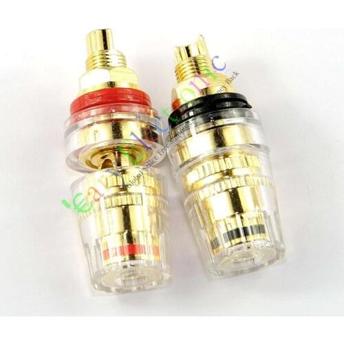 Wholesale and retail 50pc Gold Plated Copper Speaker cable amp Binding post Terminal Plug tube audio free shipping