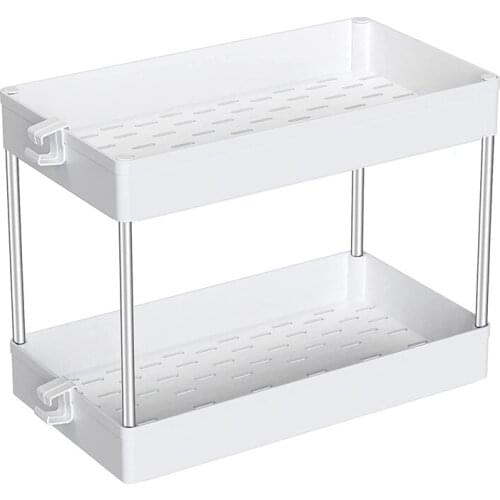 Under Sink Organizer, 2 Tier Under Sink Storage Organizer, Bathroom Standing Rack, Bath Collection Slide-Out Baskets