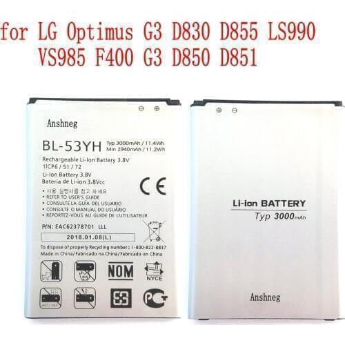 100% NEW Original BL-53YH 3000mAh Battery for LG Optimus G3 D858 D855 D857 D859 D850 F400 F460 F470 D830 D851 VS985