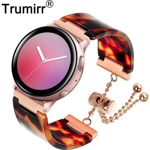 Resin & Stainless Steel Watchband for Samsung Galaxy Watch 42mm /Active/Active 2 40mm 44mm/S2 Classic Rose Gold Strap Women Band