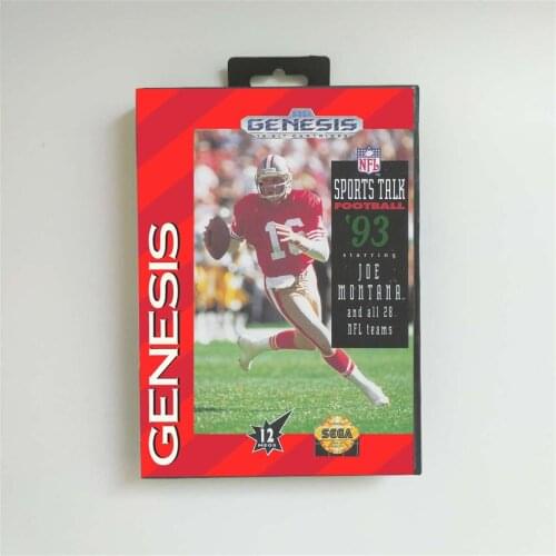Sports Talk Football '93 Starring Joe Montana - USA Cover With Retail Box 16 Bit MD Game Card for Sega Megadrive Genesis