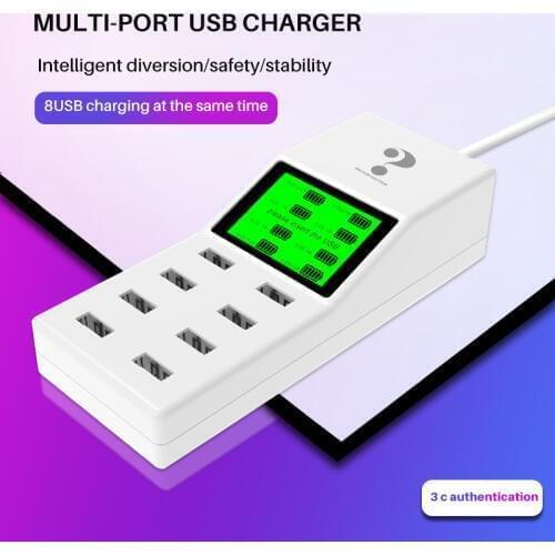 Universal 8 ports smart USB charger Led display 8A multiple wall adapter HUB adapter socket for mobile phone tablet PC camera