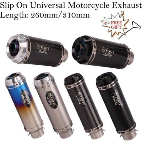 Slip On Universal Motorcycle Carbon Fiber Moto Exhaust Pipe Escape Muffler For Z900 Ninja400 MT09 CBR250 XMAX125 GSXS750 RC390