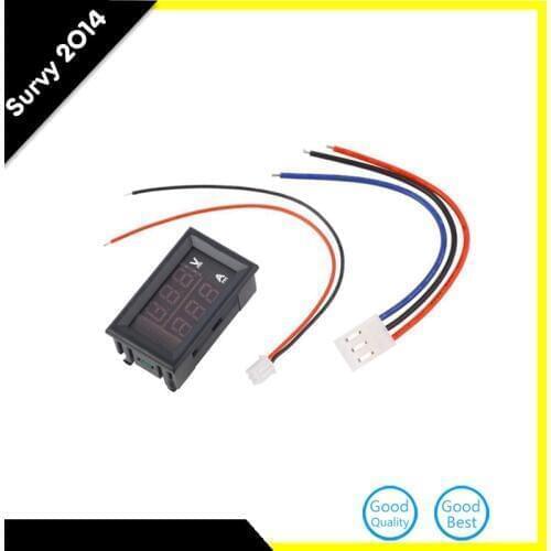 DC 100V 10A Voltmeter Ammeter Red LED Amp Dual Digital Volt Meter Gauge Analog Volt Ammeter 0.28" Blue Red Dual Display