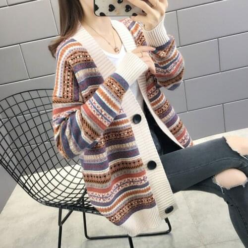 Women winter clothes cardigan ladies sweater early autumn 2021 new spring knitted jacket womens western style loose jacket