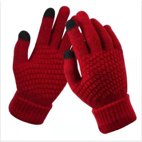 Guantes de invierno para mujeres de punto jacquard engrosado antideslizante y cálido guantes de invierno de moda