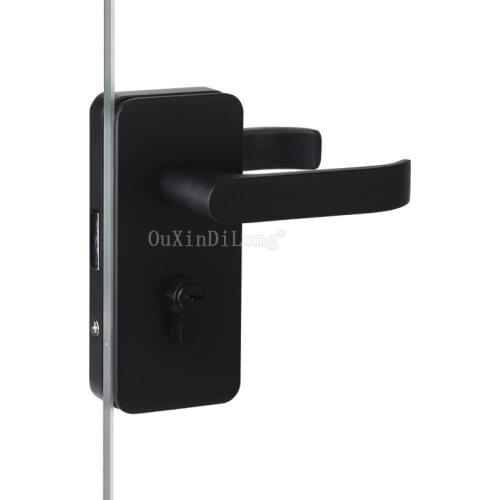 1PCS Black Zinc Alloy Glass Single Door Handle Lock Glass Partition Door Locks for 10-12mm Glass with 3PCS Keys