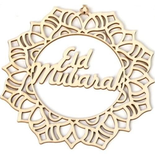 10pcs 15cm wreath eid mubarak eid wooden pendant