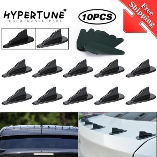 10pcs Universal EVO-Style ABS Roof Shark Fins Spoiler Wing Kit Vortex Generator Black/Carbon HT-SFB08