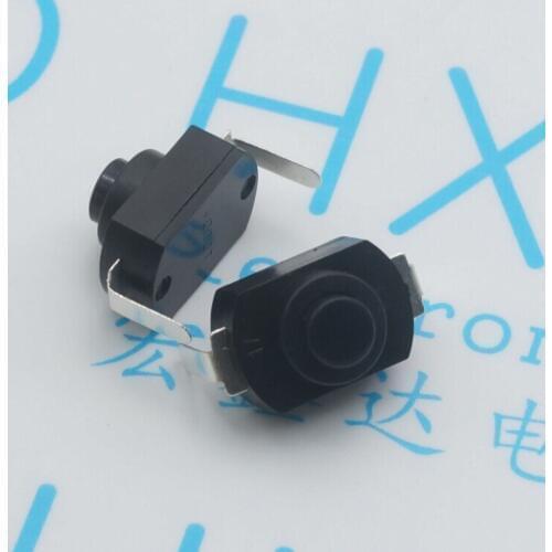 100pcs push button Switch 1288BM 250V 1A flashlight switch 2P black/white self lock 16340 flashlight button switch ON-OFF