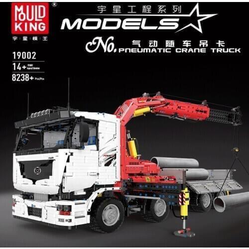 19002 MOC Technic Car The App Motorized Pneumatic Crane Truck Building Blocks Assembly Bricks Car Model Kids Toy Christmas Gift