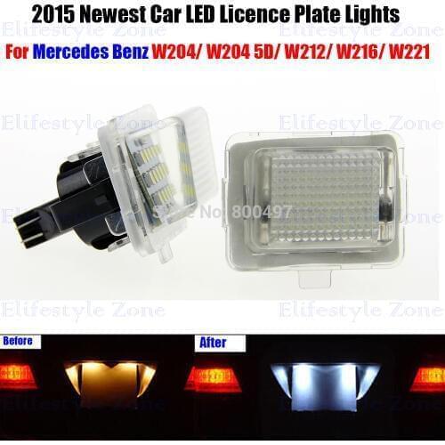 2 x LED Number License Plate Lamps OBC Error Free 18 LED For Mercedes Benz W204 W212 W216 W221