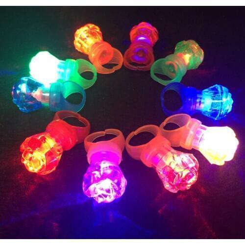 25pcs/lot Creative colorful Plastic Flash rose LED ring Fashion Kids LED toys Bar KTV Party Favor rose rings for wedding party
