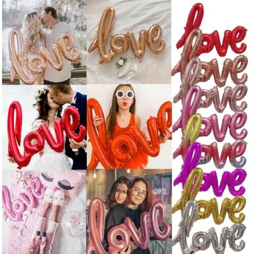 50pc/108*64cm Large Rose Gold Champagne Gold Siamese Letter Love Aluminum Film Balloon Wedding Decoration Birthday Party Balloon