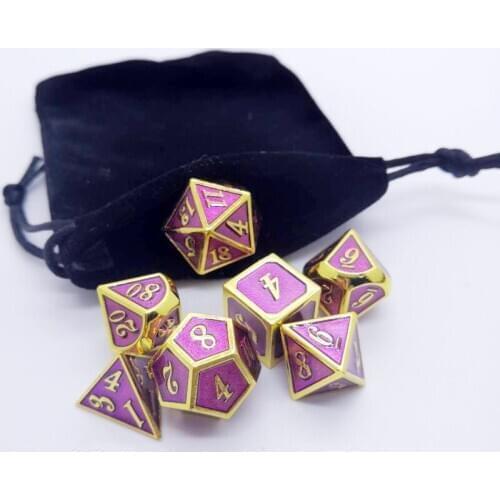 7pcs/set Creative RPG Game Dice Polyhedron Metal Dice DND Enamel Digital Dice