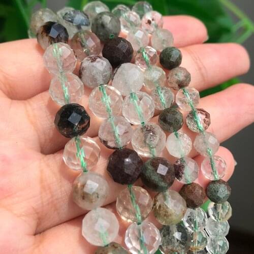 Faceted Natural Stone AAA green ghost quartzs Loose Spacer Beads For Jewelry Making Diy Bracelet 6mm 8mm 10mm 7.5