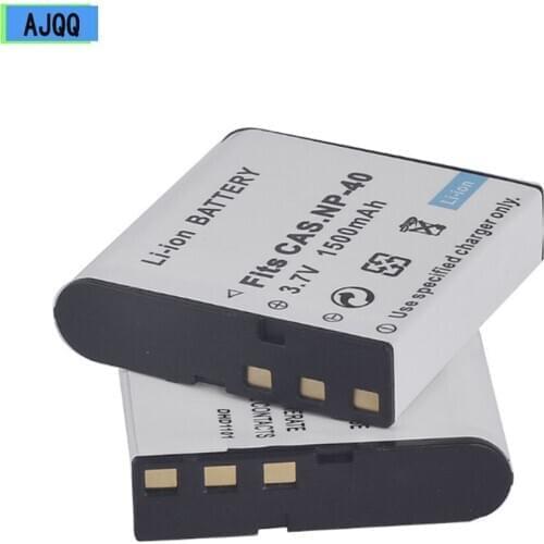 2PCS AJQQ NP-40 Rechargeable CNP40 3.7V 1500mAh Digital Battery for Casio Z55/Z57/EX-Z30/EX-P505/Z40/Z50/Z750/P600/P700 Battery