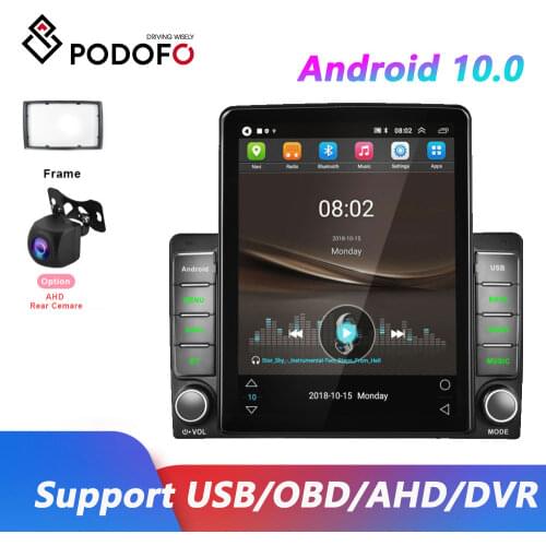 Podofo 2Din Android Car Radio Universal 9.5 Inch Vertical Screen Multimedia Video MP5 Player GPS Stereo Wifi Bluetooth Autoradio